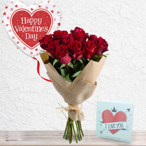 Valentine's Day Balloon & Roses Combo